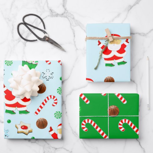 Weihnachtsfeiertag im Basketball Geschenkpapier Set (Vorderseite)