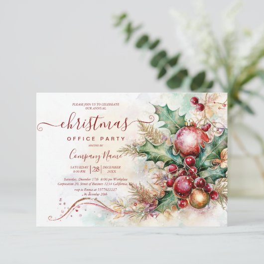 Weihnachtsfeiertag im Blumenkeller - Winter-Arrang Einladung (Stehend Vorderseite)