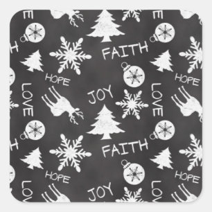 Weihnachtsfeiertag im Chalkboard Pattern Quadratischer Aufkleber