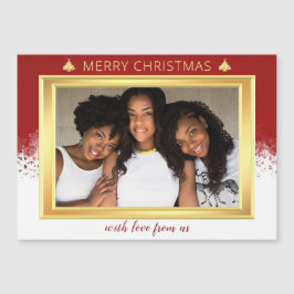 Weihnachtsfeiertag im Foto Red White and Gold Grou Magnetkarte