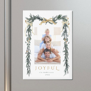 Weihnachtsfeiertag im Grünen & Gold Rahmen Foto Fr Magnet