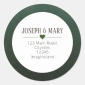 Weihnachtsfeiertag im grünen Herzen - Rücksendeadr Runder Aufkleber (Vorderseite)