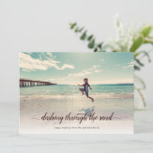 Weihnachtsfeiertag im Sand Beach-Foto Feiertagskarte (Stehend Vorderseite)