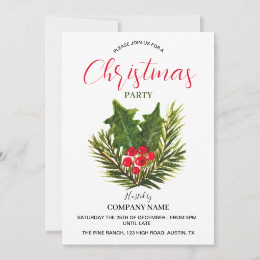 Weihnachtsfeiertag im Unternehmen - Festsamsbüros Einladung (Vorderseite)