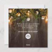 Weihnachtsfeiertag im Unternehmen Rustikaler Gruß Feiertagskarte (Rückseite)