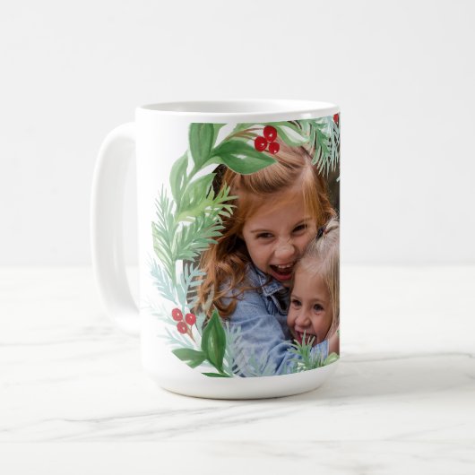 Weihnachtsfeiertag im Wasser FOTO Wreath Kaffeetasse (Vorderseite Links)