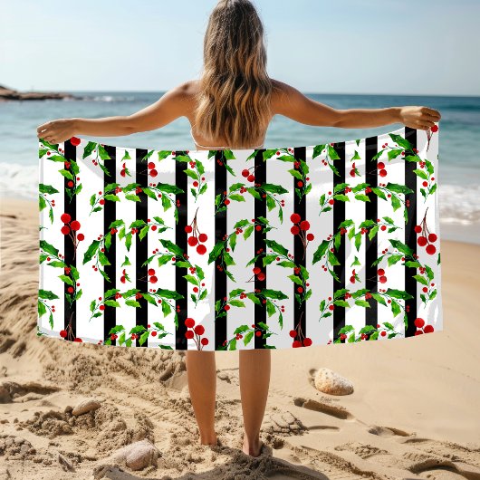 Weihnachtsfeiertag im Wasser Holly Floral Muster Strandtuch
