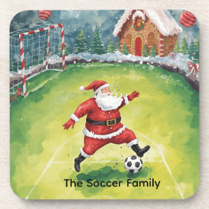 Weihnachtsfeiertag im Weihnachtsmann-Claus Soccer- Getränkeuntersetzer