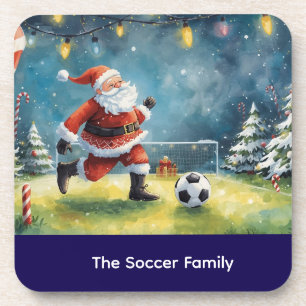 Weihnachtsfeiertag im Weihnachtsmann-Claus Soccer- Getränkeuntersetzer