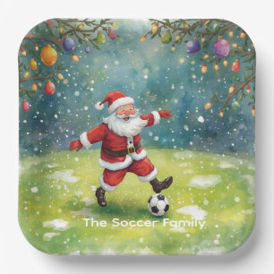 Weihnachtsfeiertag im Weihnachtsmann-Claus Soccer- Pappteller