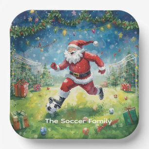 Weihnachtsfeiertag im Weihnachtsmann-Claus Soccer- Pappteller