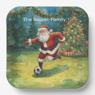 Weihnachtsfeiertag im Weihnachtsmann-Claus Soccer- Pappteller