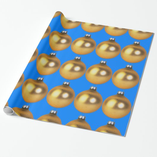 Weihnachtsfeiertag in Blau und Gold Geschenkpapier (Ungerollt)