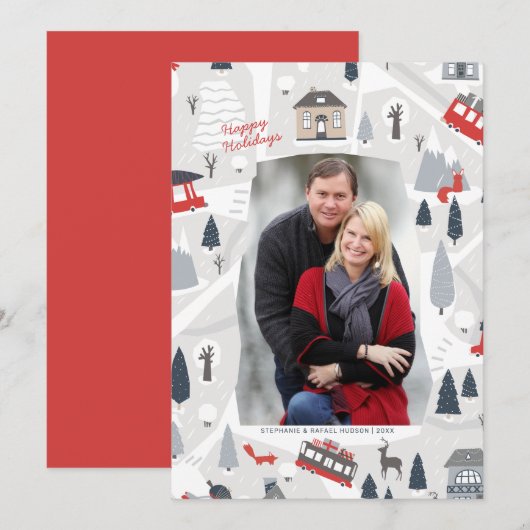 Weihnachtsfeiertag in der Stadt - Foto Feiertagskarte (Vorne/Hinten)