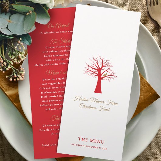 Weihnachtsfeiertag in einem Baummenü Menükarte