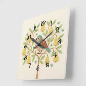 Weihnachtsfeiertag in einem Birnenbaum Quadratische Wanduhr (Winkel)