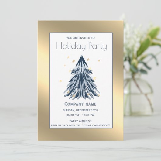 Weihnachtsfeiertag in Gold Einladung (Stehend Vorderseite)