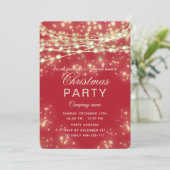 Weihnachtsfeiertag in Gold Party rot Einladung (Stehend Vorderseite)
