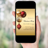 Weihnachtsfeiertag in Gold-Rot-Baubles-Party Einladung