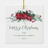 Weihnachtsfeiertag in Poinsettia Keramikornament (Rückseite)