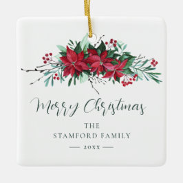 Weihnachtsfeiertag in Poinsettia Keramikornament