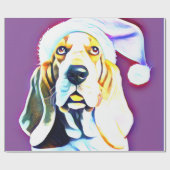 Weihnachtsfeiertag in rosa Weihnachtsmannmütze Geschenkpapier (Flach)