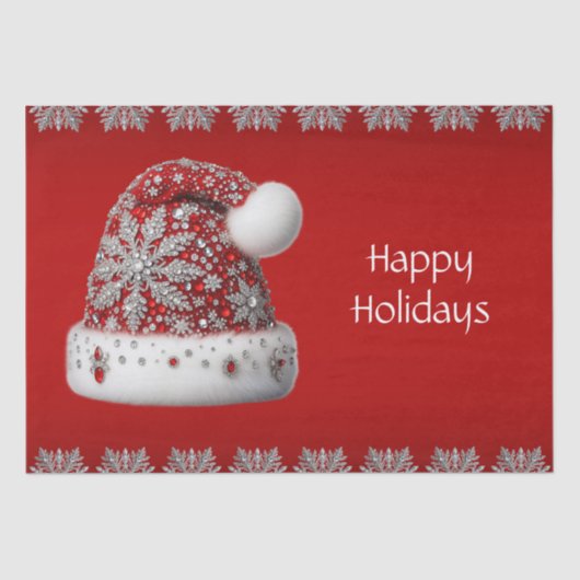 Weihnachtsfeiertag in Roter Weihnachtsmannmütze Seidenpapier (Vorderseite)