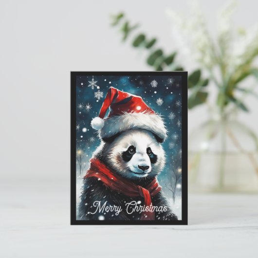 Weihnachtsfeiertag in Santa Panda Postkarte (Stehend Vorderseite)