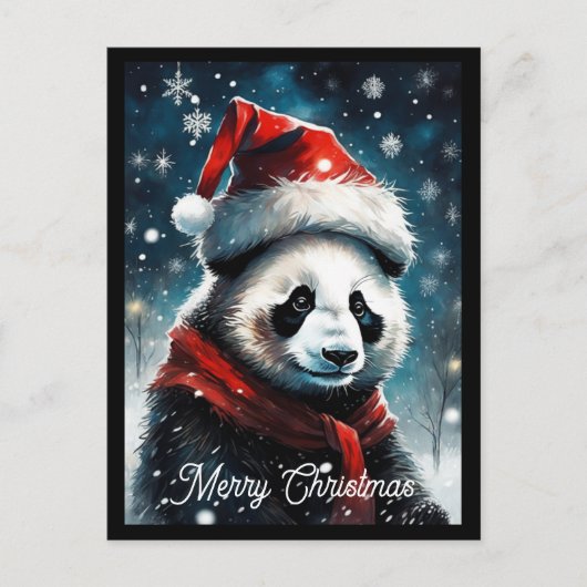 Weihnachtsfeiertag in Santa Panda Postkarte (Vorderseite)