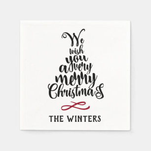 Weihnachtsfeiertag in Schwarz und Rot Serviette