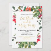 Weihnachtsfeiertag Jahreszeit Holly Wreath Gold Einladung (Rückseite)