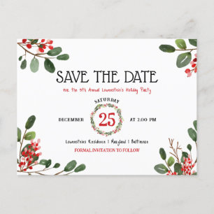 Weihnachtsfeiertag Jährliches Party Save the Date Ankündigungspostkarte