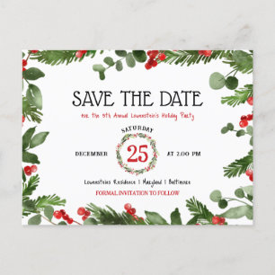 Weihnachtsfeiertag Jährliches Party Save the Date Ankündigungspostkarte