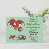 Weihnachtsfeiertag Joy Dragon Einladung (Stehend Vorderseite)