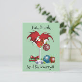 Weihnachtsfeiertag Joy Dragon Feiertagspostkarte (Stehend Vorderseite)