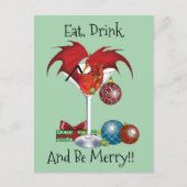 Weihnachtsfeiertag Joy Dragon Feiertagspostkarte (Vorderseite)