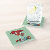 Weihnachtsfeiertag Joy Dragon Glasuntersetzer (Schrägansicht)