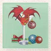 Weihnachtsfeiertag Joy Dragon Glasuntersetzer (Vorderseite)