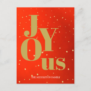 Weihnachtsfeiertag Joy Red Gold Elegante Feiertagspostkarte