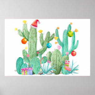 Weihnachtsfeiertag Kaktus Wüste Südwestdrucken Poster