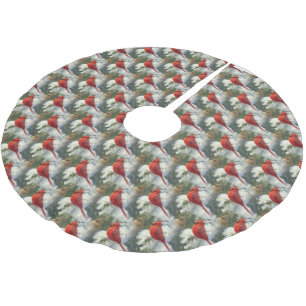 Weihnachtsfeiertag Kardinal Bird-Muster Baumrock Polyester Weihnachtsbaumdecke