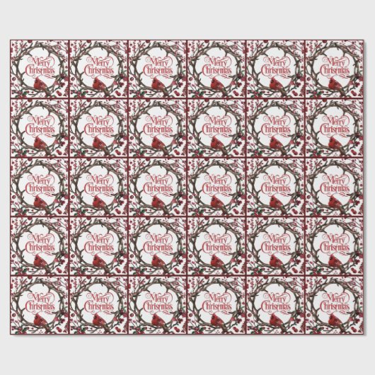 Weihnachtsfeiertag Kardinal Red Berries Geschenkpapier (Flach)