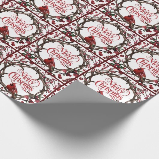 Weihnachtsfeiertag Kardinal Red Berries Geschenkpapier (Ecke)