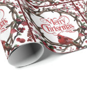 Weihnachtsfeiertag Kardinal Red Berries Geschenkpapier (Rolleneckpunkt)