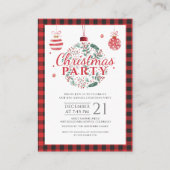 Weihnachtsfeiertag Kariert Rustikale Party Einladu Visitenkarte (Vorderseite)