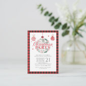 Weihnachtsfeiertag Kariert Rustikale Party Einladu Visitenkarte (Stehend Vorderseite)