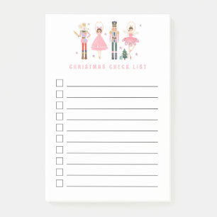 Weihnachtsfeiertag Karo Liste Rosa Nutcracker Post-it Klebezettel