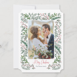 Weihnachtsfeiertag | Kiefernbaumrahmen | Fotokarte Feiertagskarte