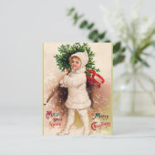 Weihnachtsfeiertag Kind und Baum-Postkarte Feiertagspostkarte (Stehend Vorderseite)