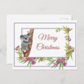 Weihnachtsfeiertag Koala Eukalyptus Tree Floral Postkarte (Vorne/Hinten)